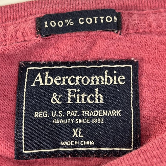 Abercrombie & Fitch Shirt Mens XL Pink 100% Cotton Logo Graphic Crewneck Tee - Picture 4 of 11